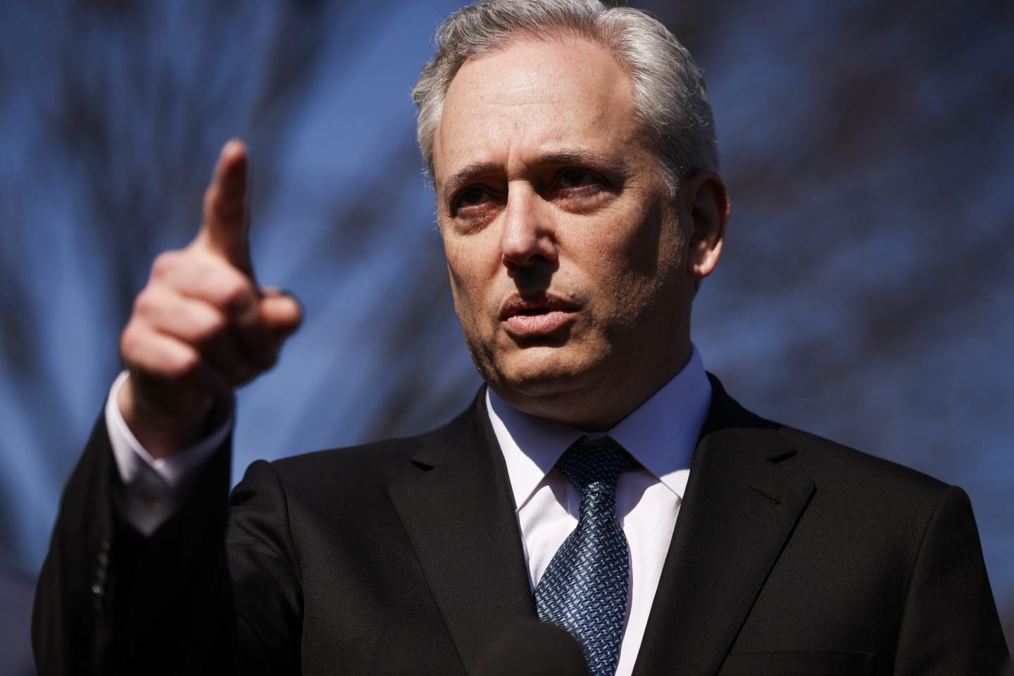 David Sacks gestures during a speech outside the White House
