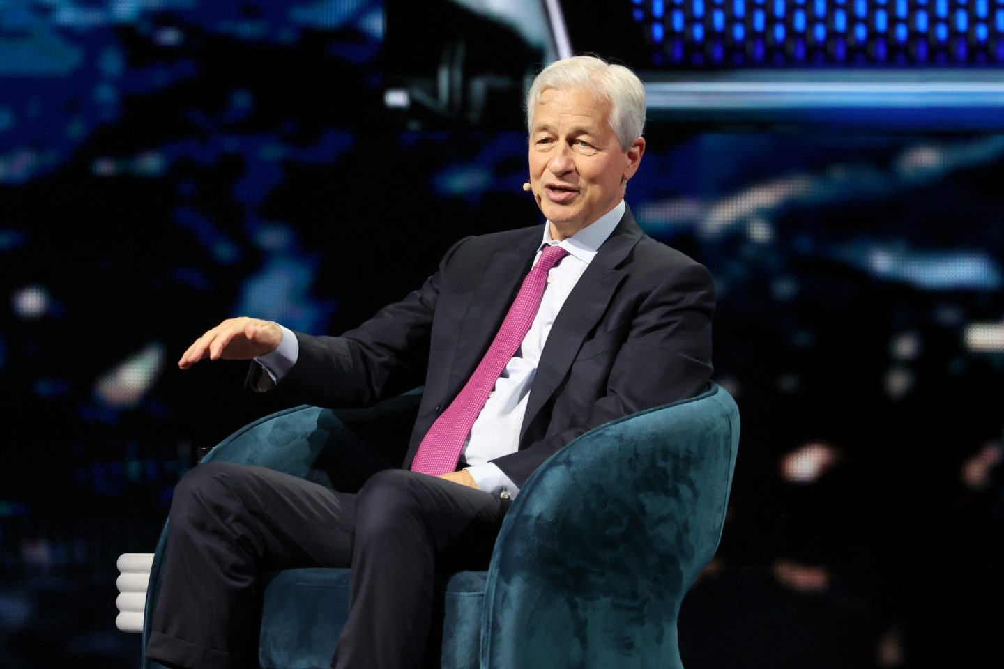 Jamie Dimon, Chairman and CEO of JPMorgan Chase speaks onstage during day 2 of the America Business Forum at Kaseya Center on November 06, 2025 in Miami, Florida.