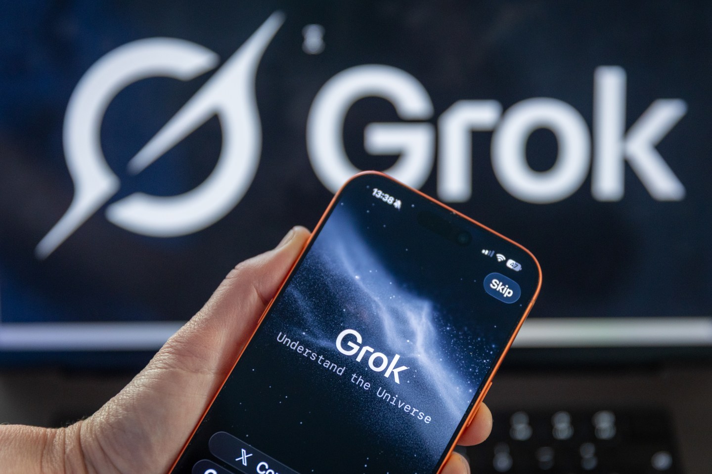An iPhone displaying the Grok app and logo on January 7, 2026. (Photo: Anna Barclay/Getty Images)
