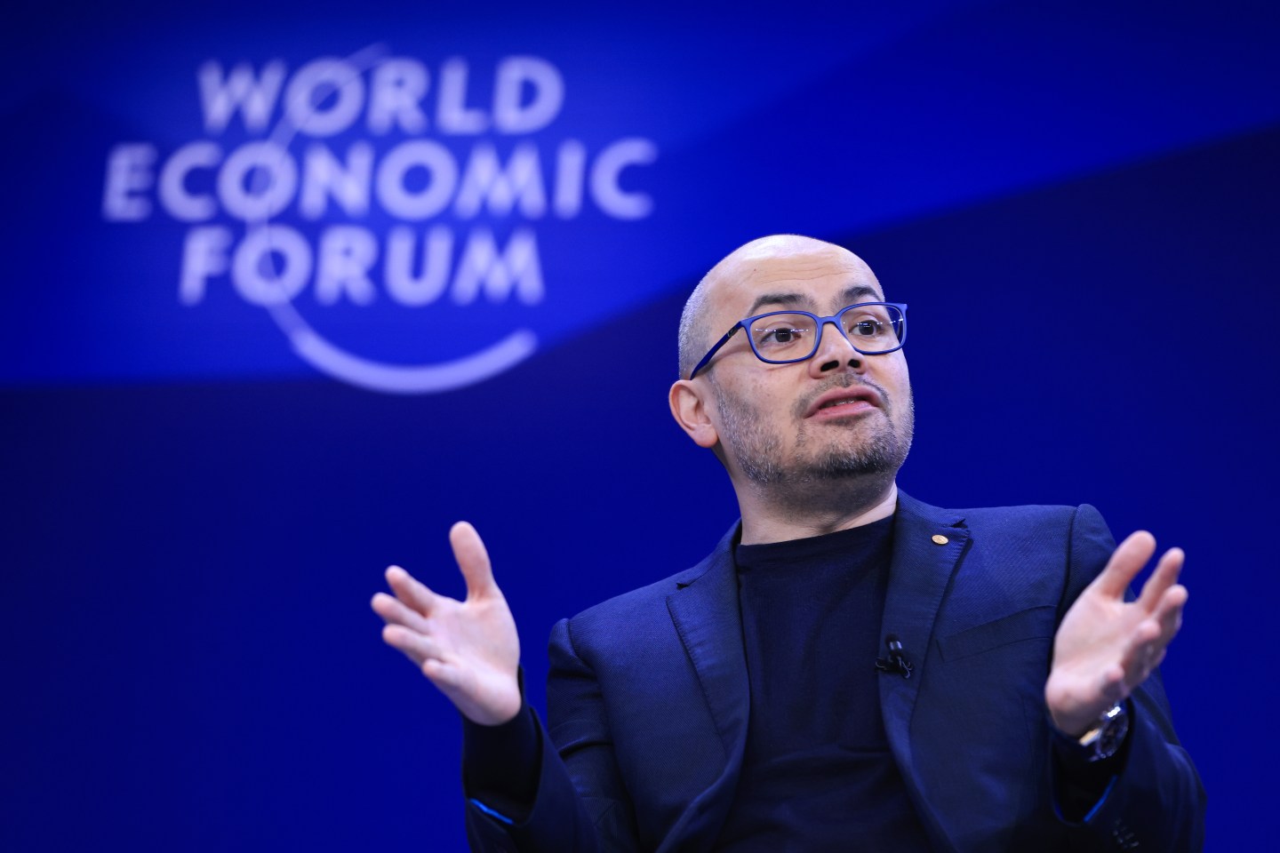Google DeepMind CEO Demis Hassabis speaking at the World Economic Forum in Davos, Switzerland, in January 2026.