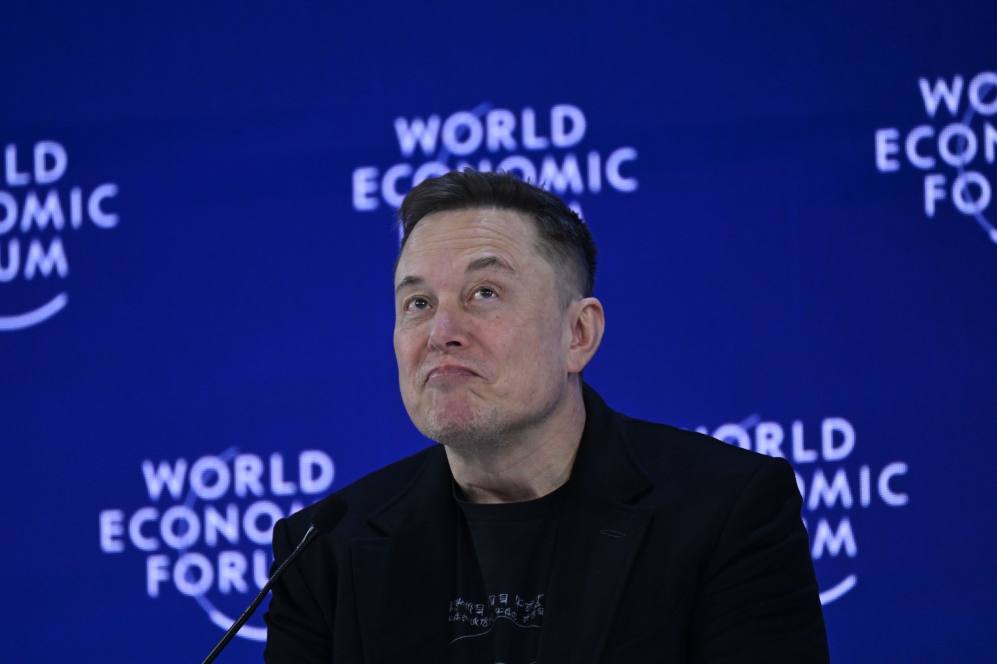 DAVOS, SWITZERLAND - JANUARY 22: Business person Elon Musk delivers a speech during the World Economic Forum Annual Meeting in Davos, Switzerland, on January 22, 2026. (Photo by Harun Ozalp/Anadolu via Getty Images)