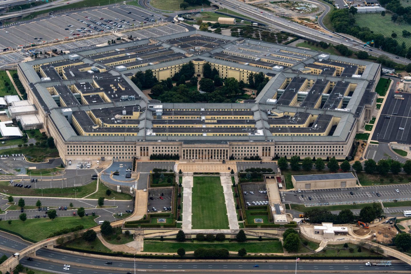 FILE - The Pentagon, the headquarters for the U.S. Department of Defense, is seen from the air, Sept. 20, 2025, in Arlington, Va. (AP Photo/Alex Brandon, FIle)