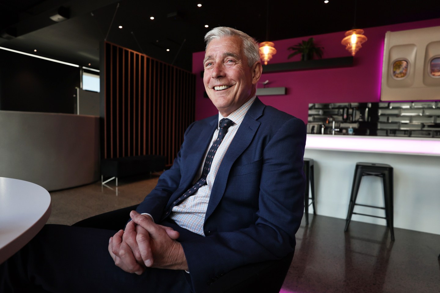 Greg Foran, former chief executive officer of Air New Zealand Ltd., during an interview at the company's headquarters in Auckland, New Zealand, on Friday, Nov. 1, 2024. Foran is projecting confidence that the changes he's making will pay dividends once planemakers' supply chain woes abate and jets start coming off production lines at a more rapid click. Photographer: Fiona Goodall/Bloomberg via Getty Images