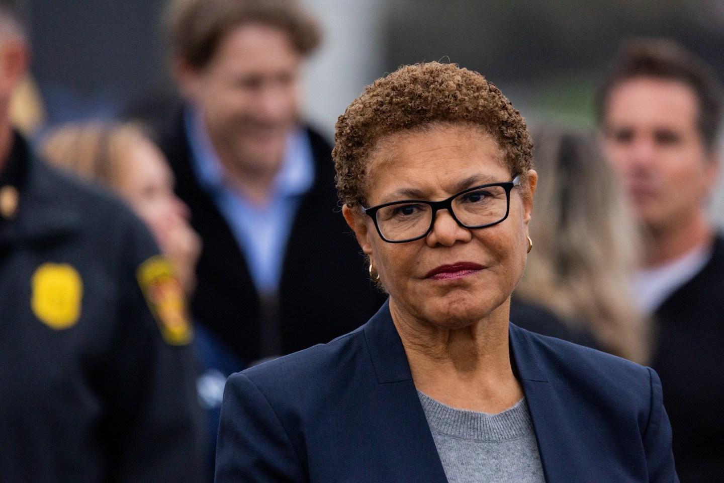 Karen Bass stands
