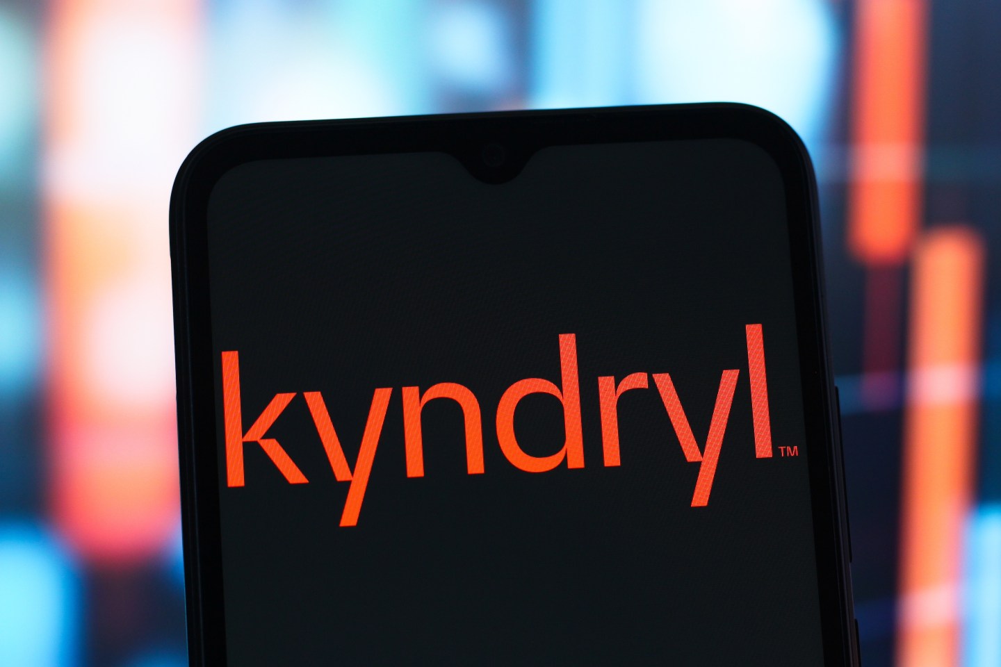 In this photo illustration, the Kyndryl Holdings logo is seen displayed on a smartphone screen.