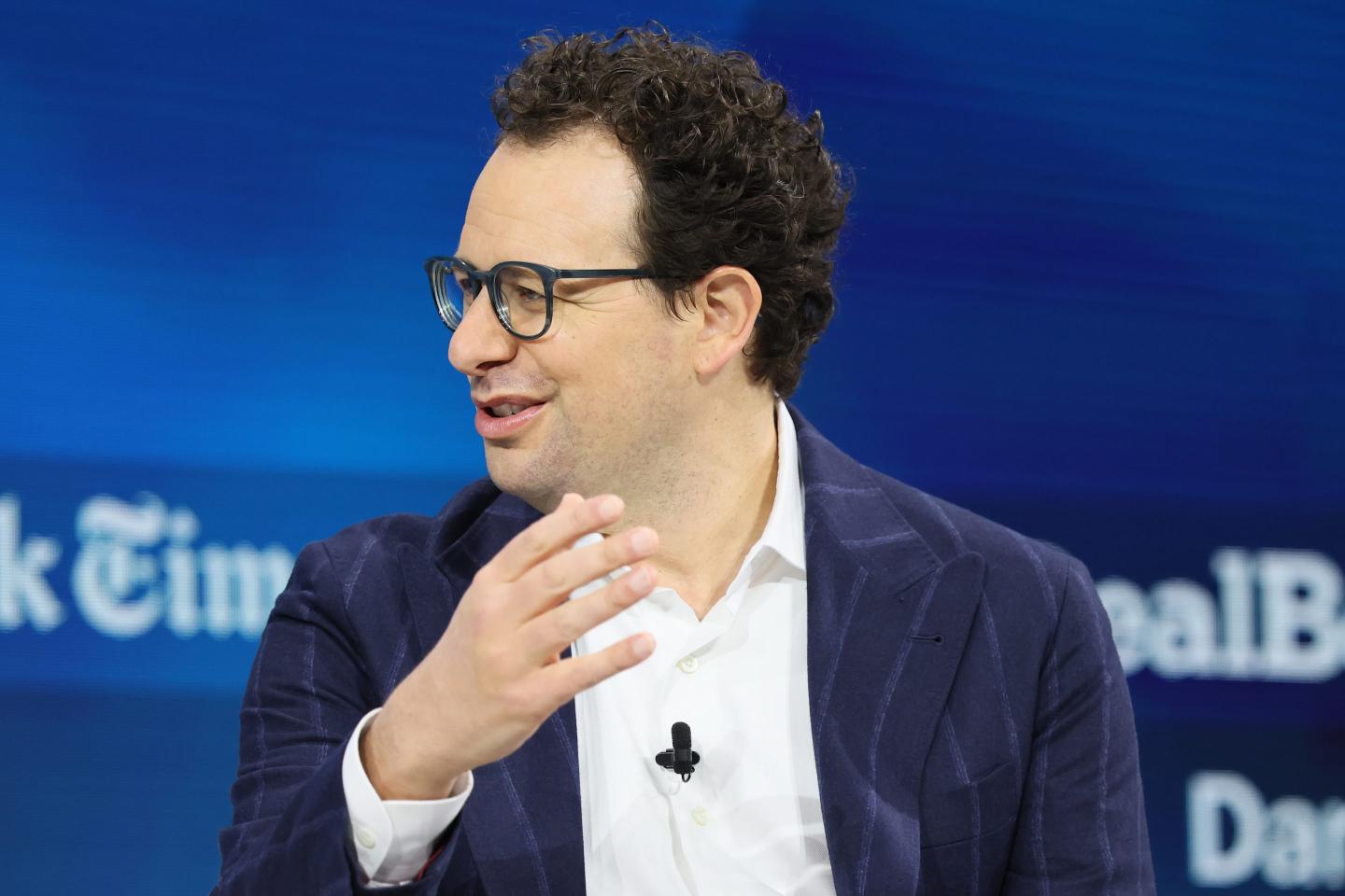 CEO and co-founder of Anthropic Dario Amodei speaking on stage.