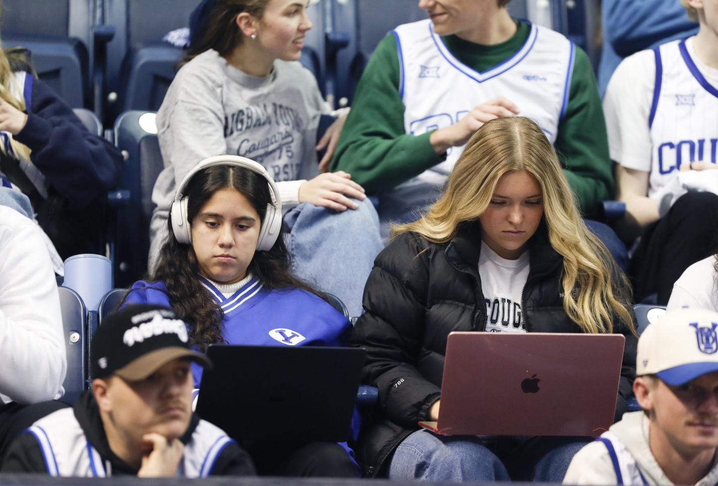 students work on computers