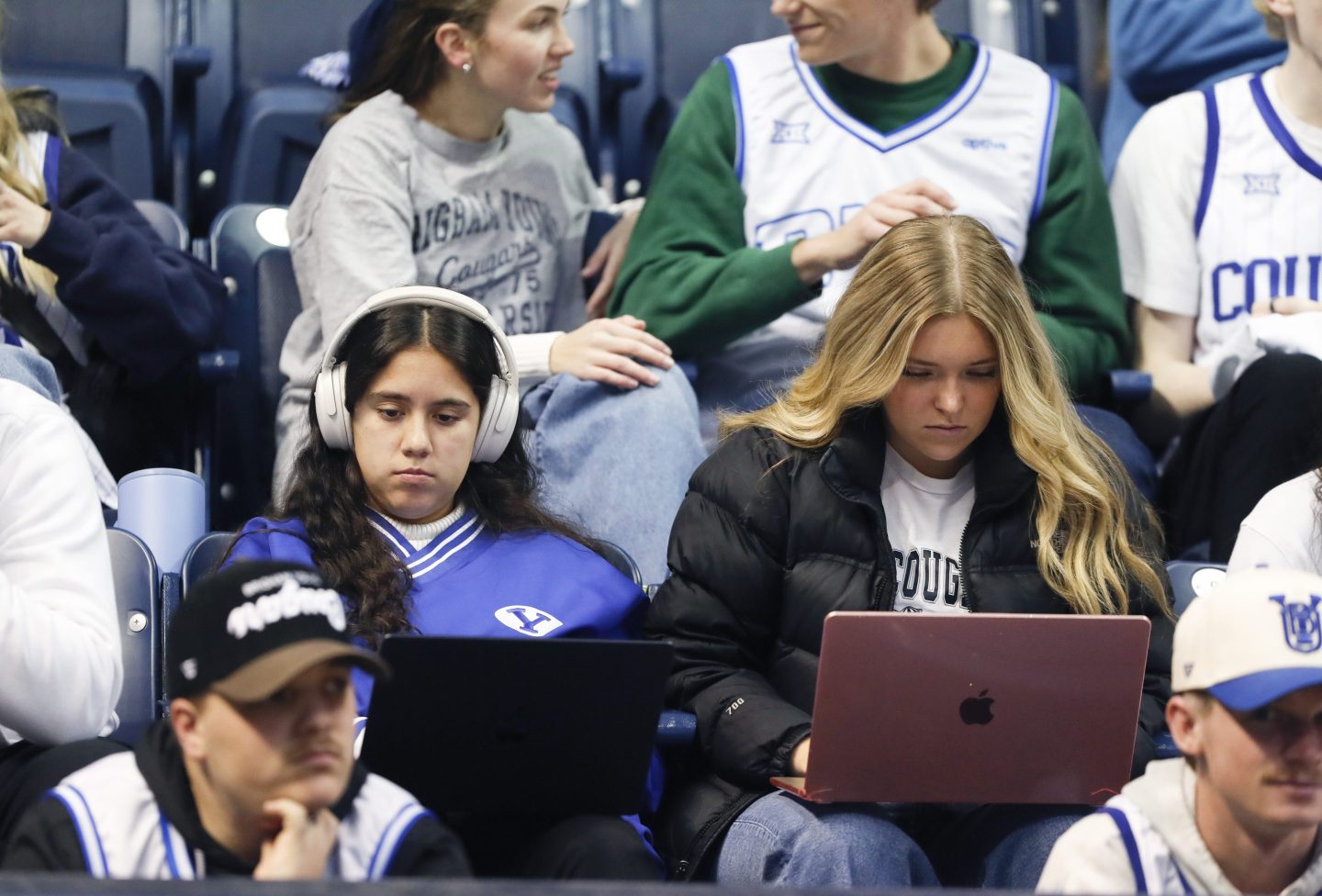 students work on computers