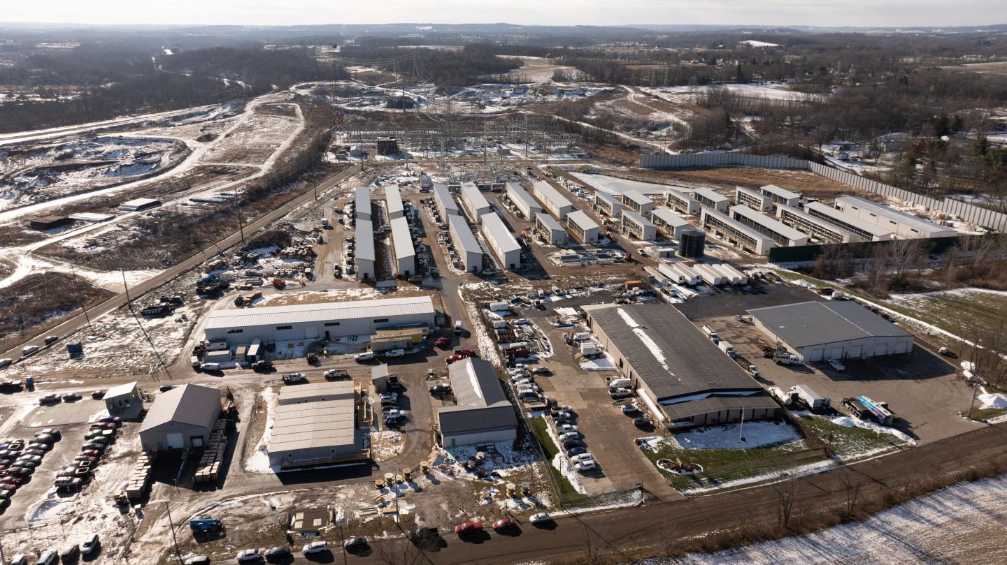 Aerial view of a data center under construction in Ohio.