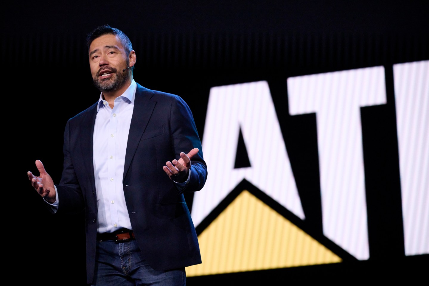 Joseph Creed, chief executive officer of Caterpillar Inc., speaks during the 2026 CES event in Las Vegas, Nevada, US, on Jan. 7, 2026.