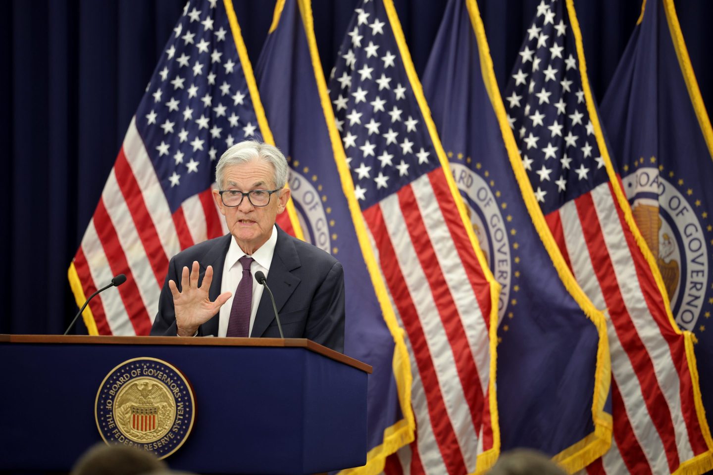 Federal Reserve Chair Jerome Powell speaks during a press conference following the Federal Open Markets Committee meeting at the Federal Reserve on January 28, 2026 in Washington, DC.