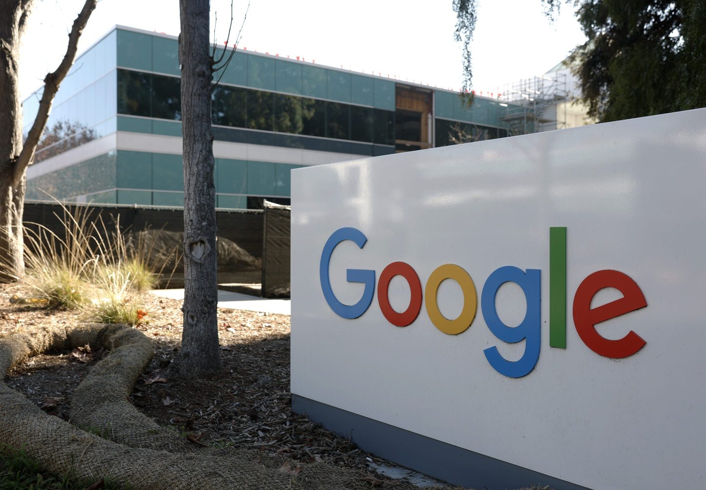 MOUNTAIN VIEW, CALIFORNIA - FEBRUARY 04: A sign is posted at Google headquarters on February 04, 2026 in Mountain View, California. Google parent company Alphabet reported better-than-expected fourth-quarter results, with revenue rising 18% from a year earlier to $113.8 billion, topping analysts’ estimates of $111.4 billion, while earnings per share increased to $2.82, above the $2.65 forecast. (Photo by Justin Sullivan/Getty Images)