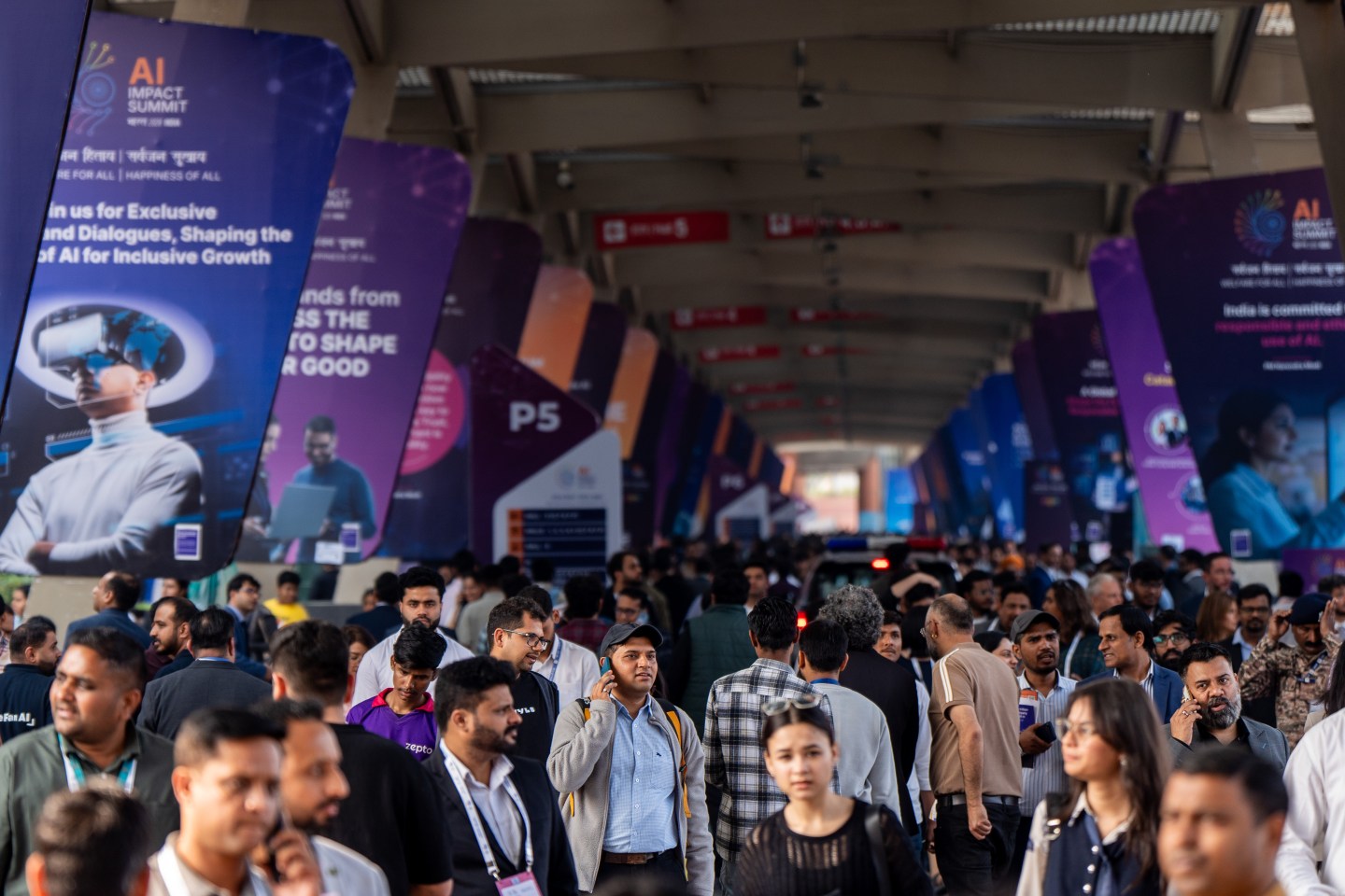 Crowds at the AI Impact Summit in India.