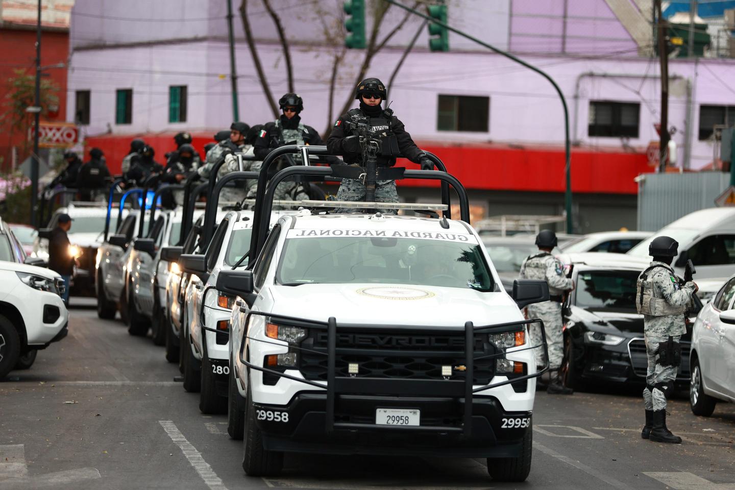 A convoy of National Guard vehicles in Mexico City