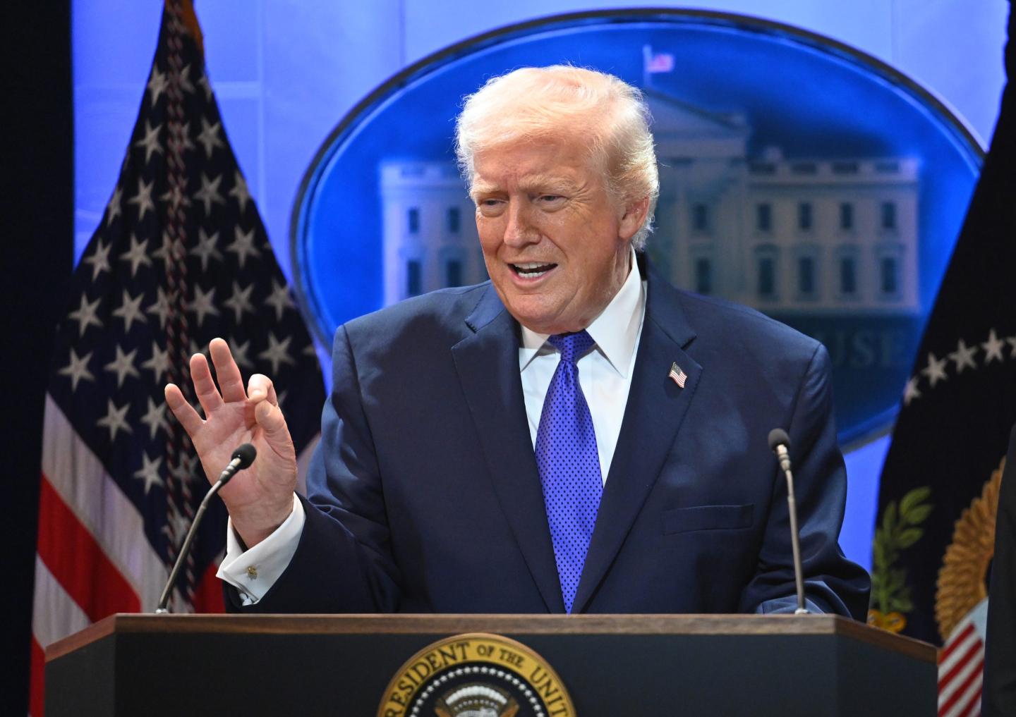 President Trump at a press conference.