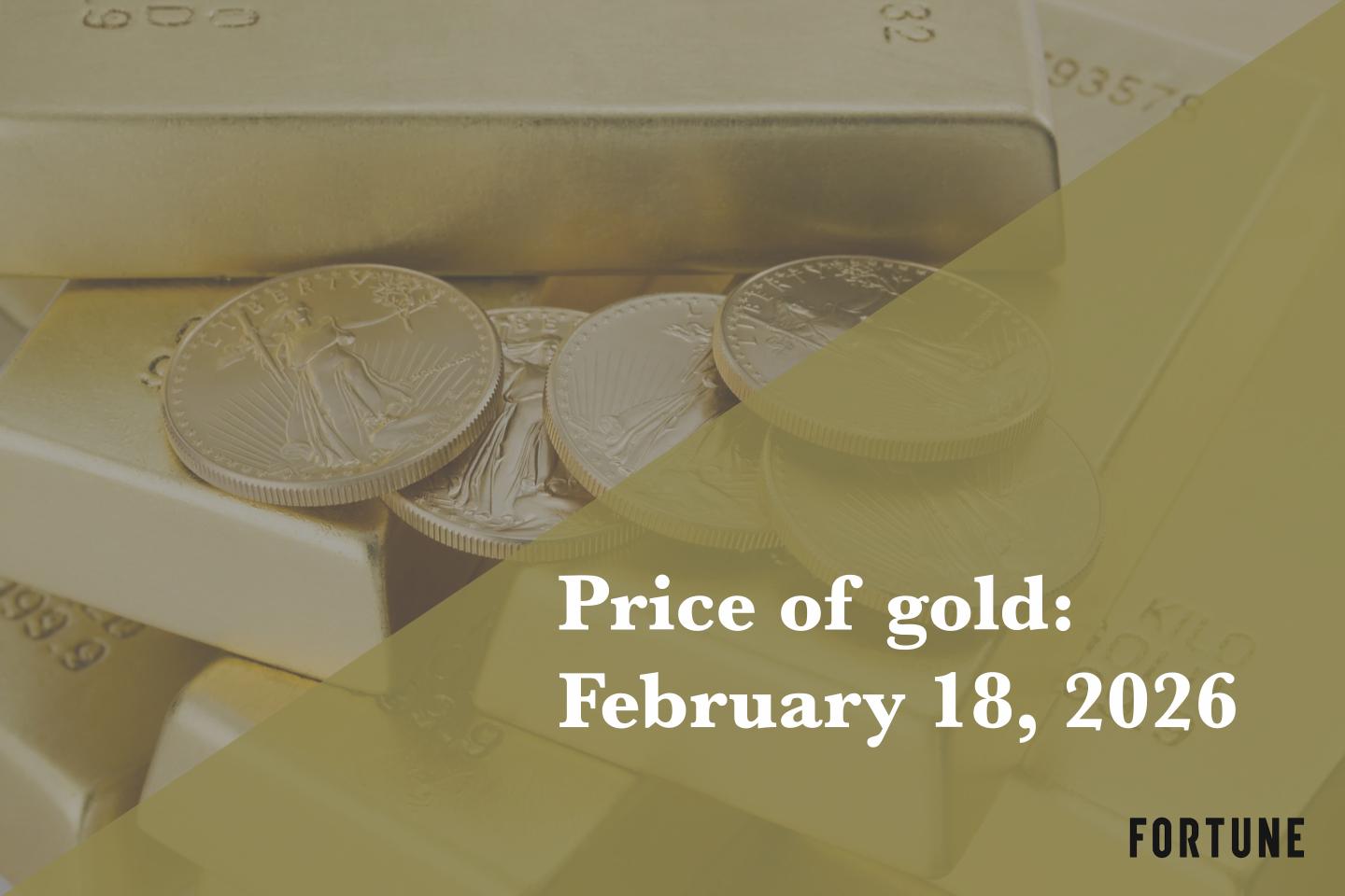 Current price of gold as of February 18, 2026