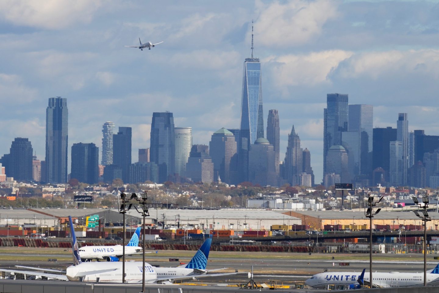 view of NYC from Newark airport