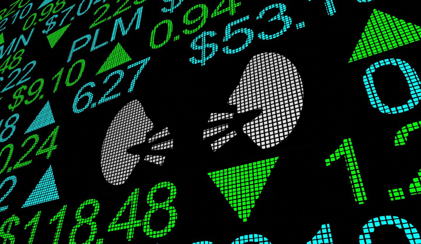 Two People Faces Talking Discussion Communication Stock Market Insider 3d Illustration