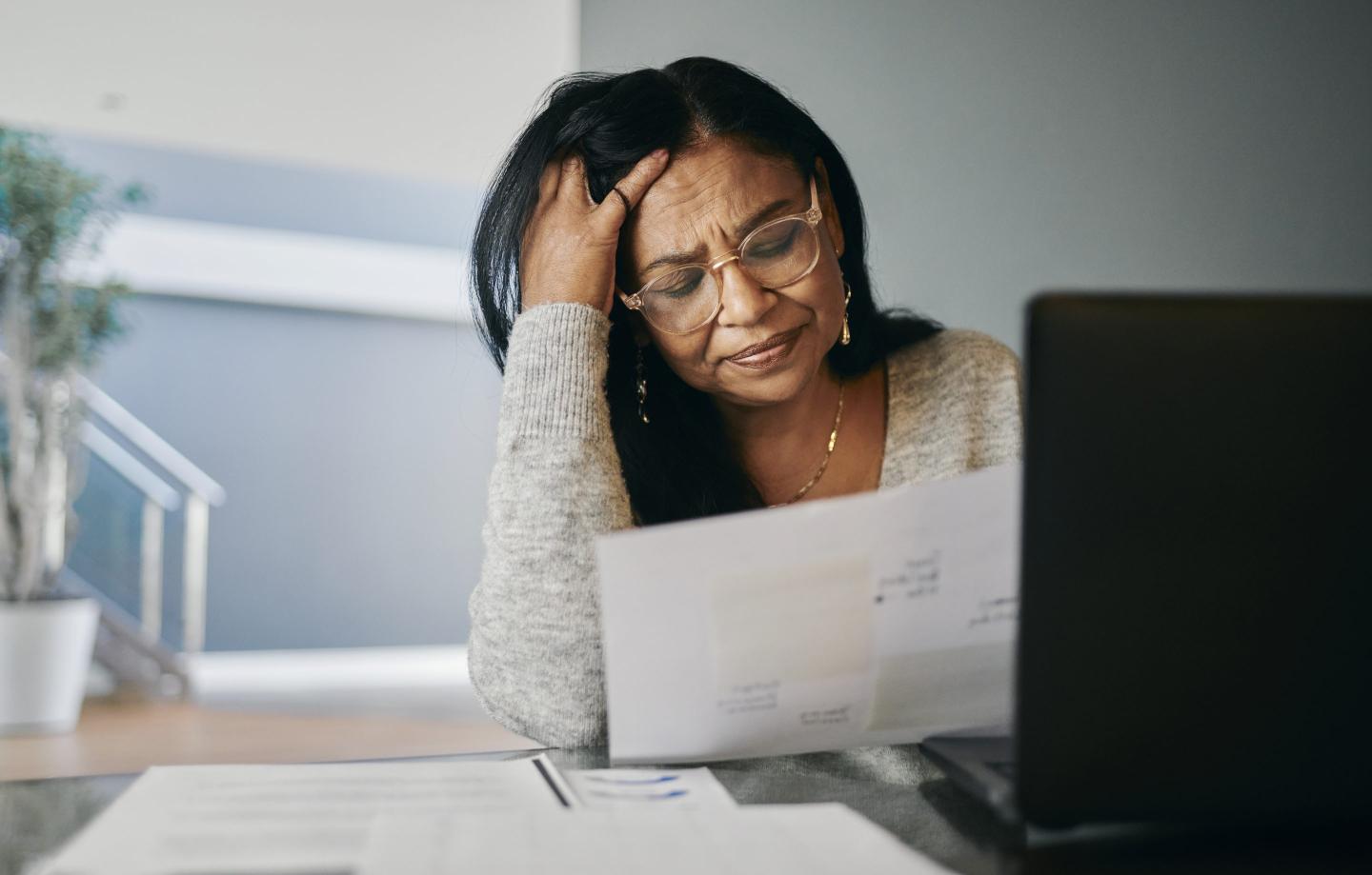 Stressed high income woman