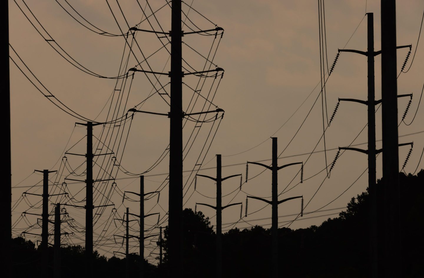 power grids at dusk