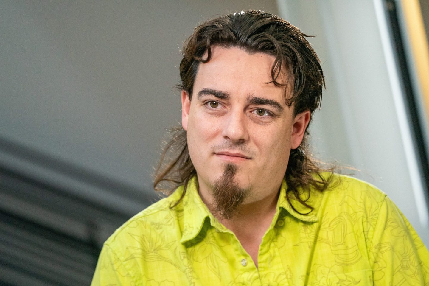 Palmer Luckey, founder of Anduril Industries, during a Bloomberg Tech interview at Anduril's headquarters in Costa Mesa, California, US, on Friday, Oct. 10, 2025. The supply chain for US defense manufacturing is too reliant on China, Anduril Industries Inc. founder Palmer Luckey said on Friday, shortly after new tariff threats by US President Donald Trump sent the markets skittering. Photographer: Kyle Grillot/Bloomberg via Getty Images