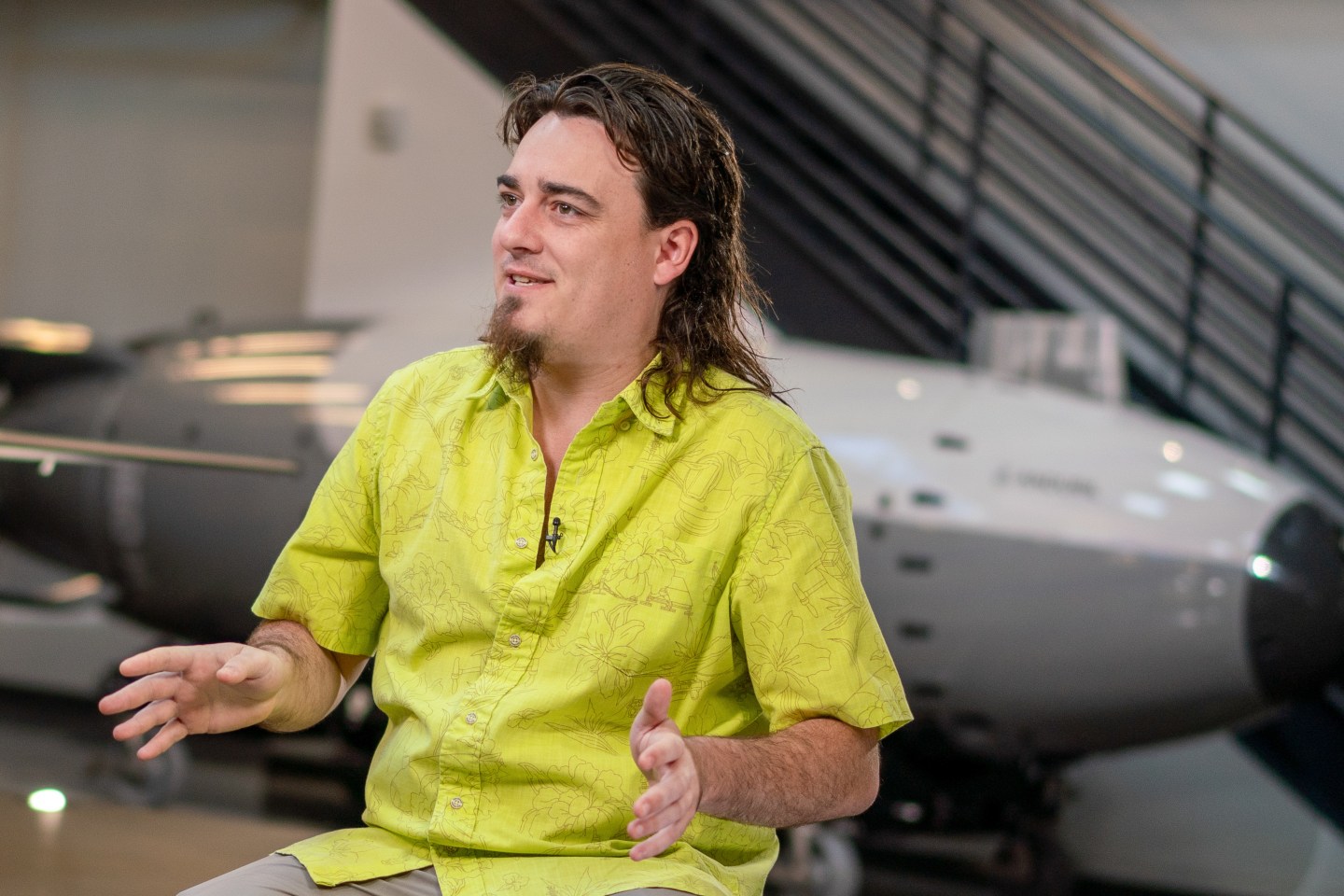 Palmer Luckey, founder of Anduril Industries, during a Bloomberg Tech interview at Anduril's headquarters in Costa Mesa, California, US, on Friday, Oct. 10, 2025. The supply chain for US defense manufacturing is too reliant on China, Anduril Industries Inc. founder Palmer Luckey said on Friday, shortly after new tariff threats by US President Donald Trump sent the markets skittering. Photographer: Kyle Grillot/Bloomberg via Getty Images
