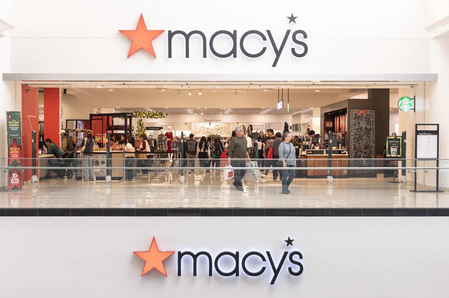 A Macy's entrance in a mall.