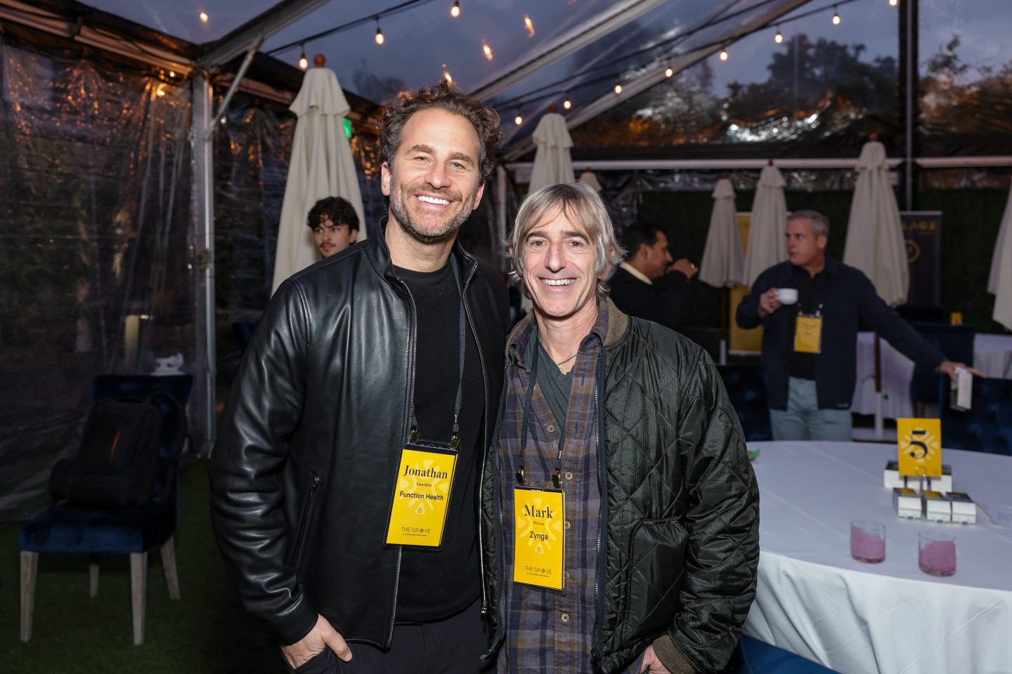 NAPA, CALIFORNIA - DECEMBER 12: (L-R) Jonathan Swerdlin, Function Health, and Mark Pincus, Zynga, attend The Grove by Village Global 2025 at Carneros Resort and Spa on December 12, 2025 in Napa, California. (Photo by Stefanie Keenan/Getty Images for for Village Global)