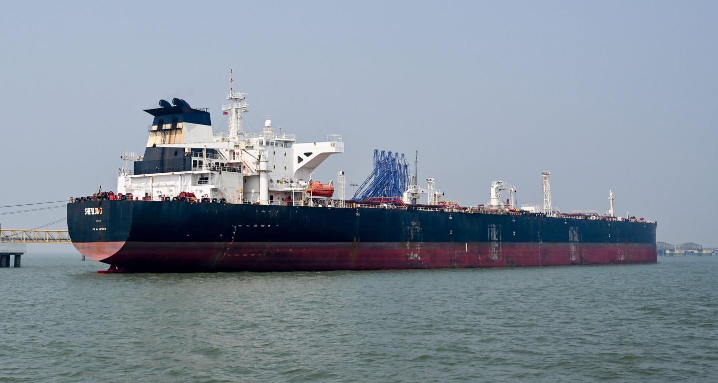 The Liberia-flagged crude oil tanker Shenlong Suezmax successfully docked at Mumbai Port after navigating the high-risk Strait of Hormuz amid the intensifying West Asia conflict on March 11, 2026 in Mumbai, India.