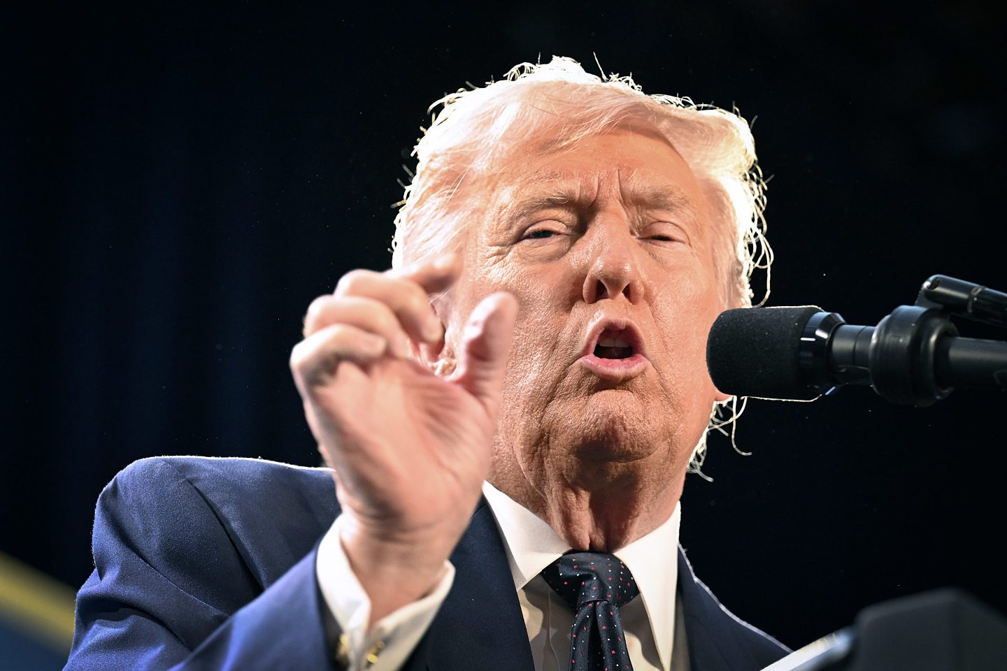 U.S. President Donald Trump speaks to the Republican Members Issues Conference at Trump National Doral Miami on March 9, 2026 in Doral, Florida.