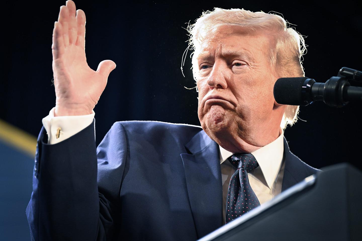 U.S. President Donald Trump speaks to the Republican Members Issues Conference at Trump National Doral Miami on March 9, 2026 in Doral, Florida.