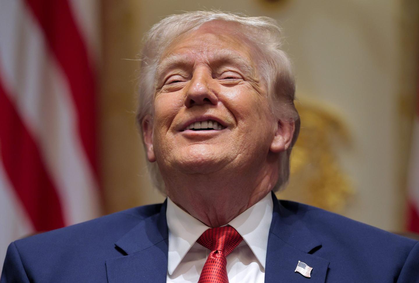 U.S. President Donald Trump reacts during a Cabinet meeting in the Cabinet Room of the White House on March 26, 2026 in Washington, DC