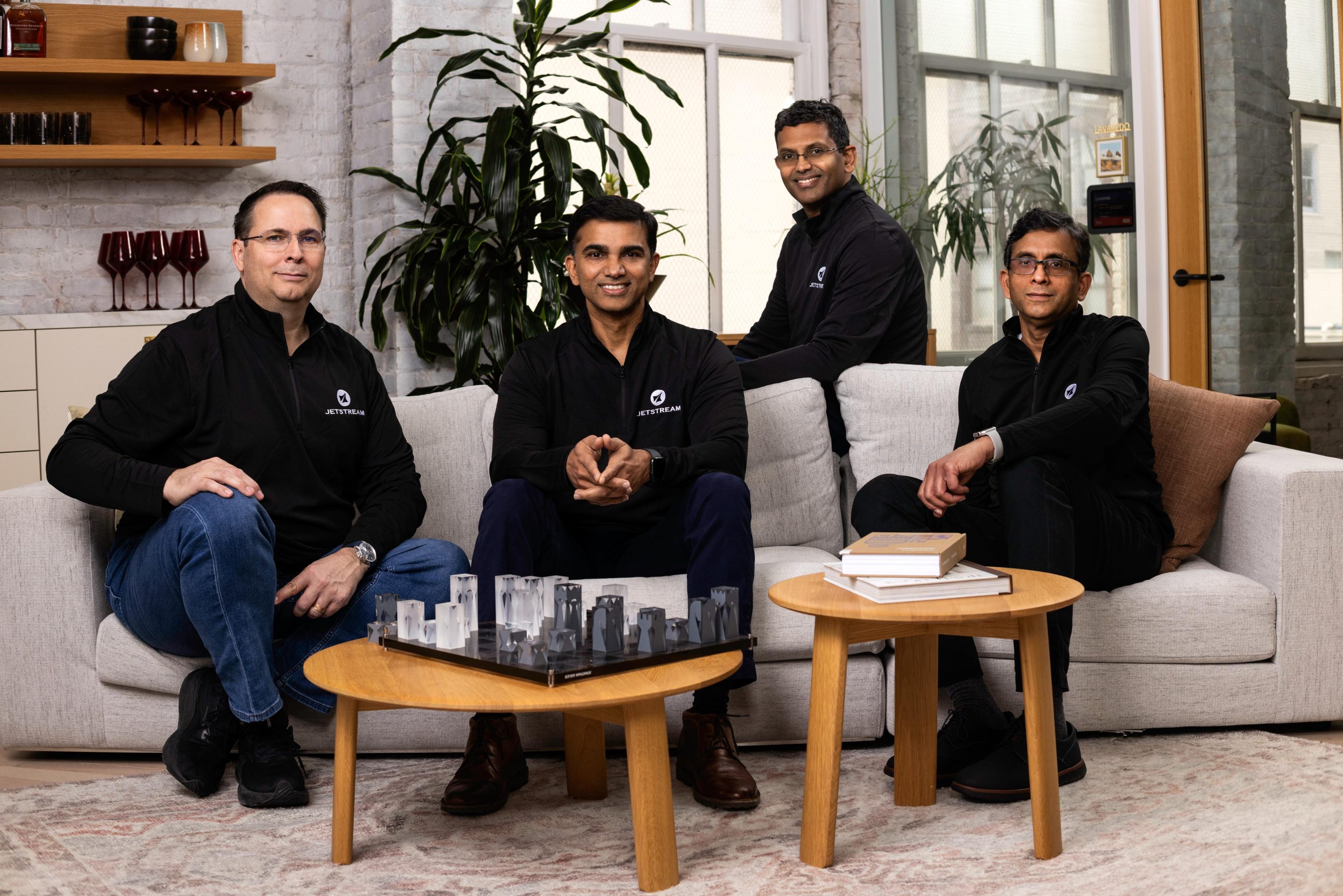 JetStream’s cofounders, left to right: Jared Phipps (COO), Jatheen “AJ” Anand (CTO), Raj Rajamani (CEO), Venu Vissamsetty (chief architect).