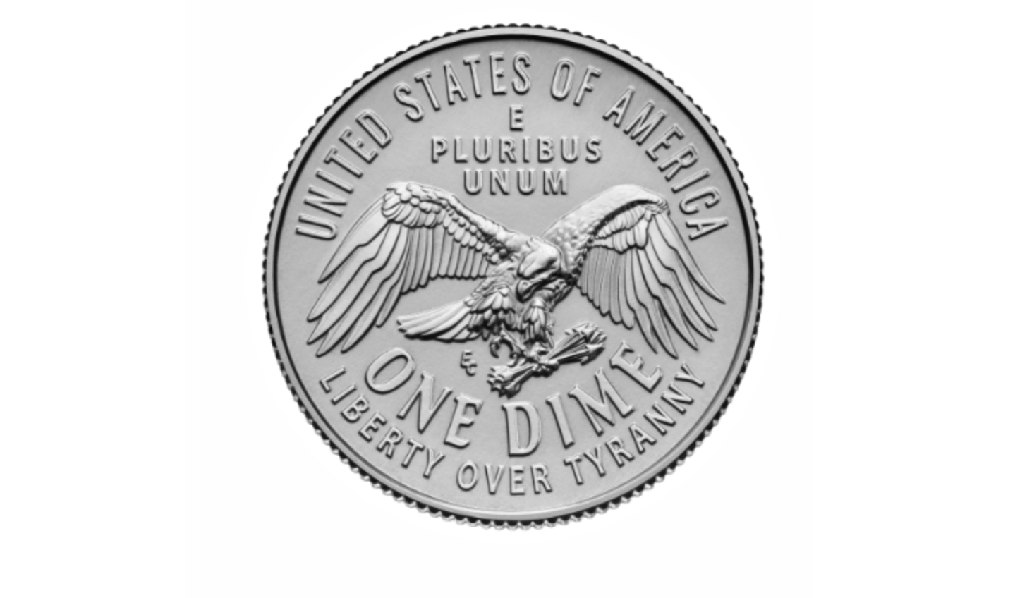 The new U.S. Dime design for the country's 250th Anniversary features an eagle clutching arrows but not an olive branch.