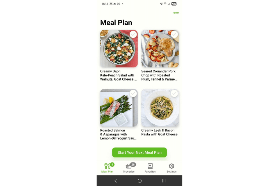 meal planning apps interface