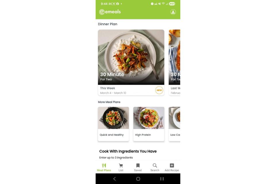 meal planning apps interface