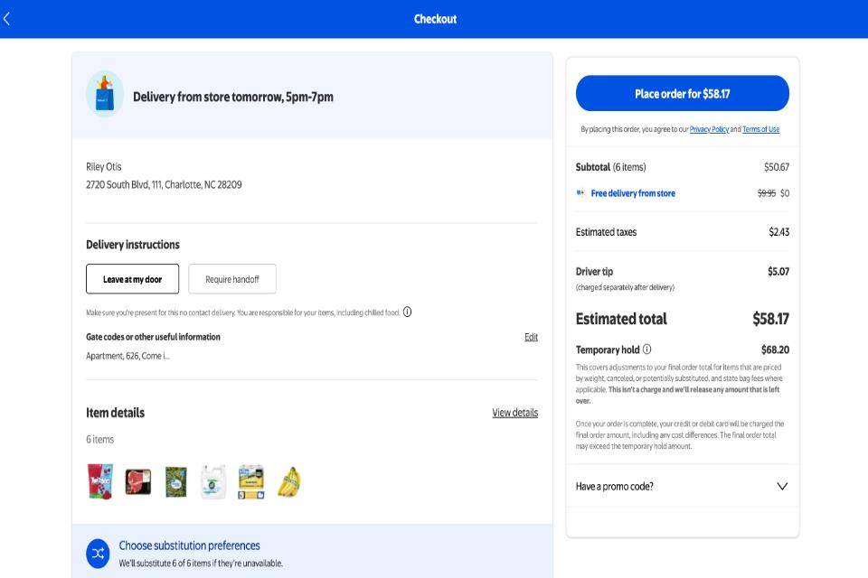 walmart as best food delivery apps