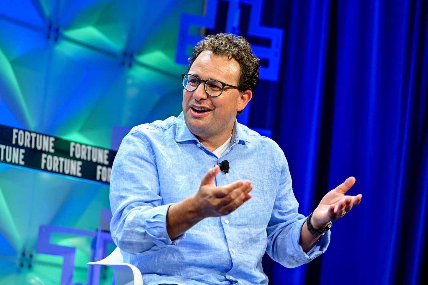 Anthropic co-founder and CEO Dario Amodei speaking at Fortune Brainstorm Tech 2023 in Park City, Utah. (Photo: Stuart Isett/Fortune)