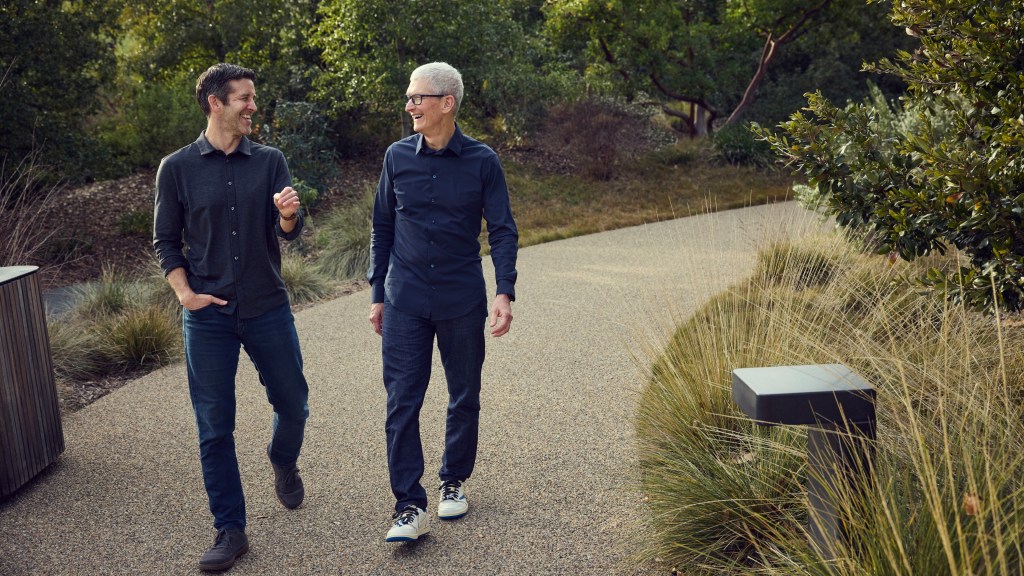 Newly appointed Apple CEO John Ternus (left) with outgoing CEO Tim Cook in Cupertino, Calif. (Photo courtesy Apple)