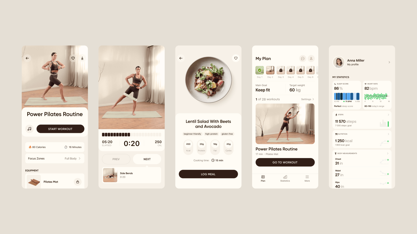 Some screenshots of the BetterMe app.
