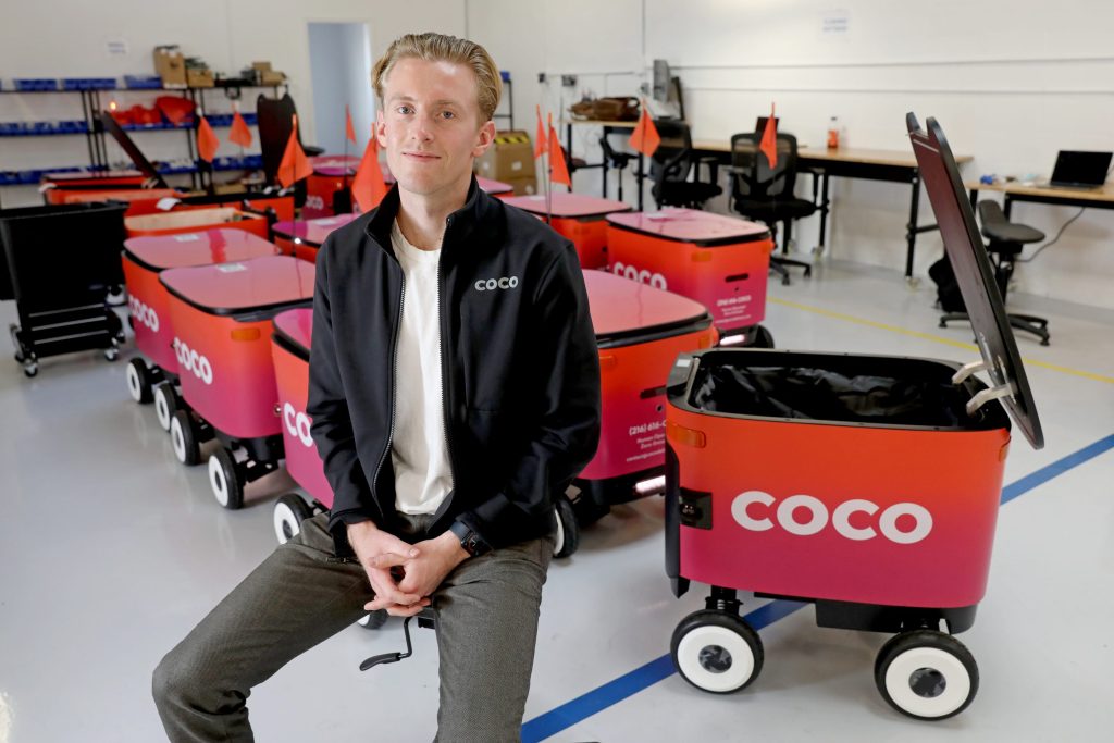 Coco, a robot based delivery service located in Venice, promises that their two wheeled, remotely controlled and shocking pink bots will deliver your groceries, meals, and beverage order to your door in 15 minutes or less