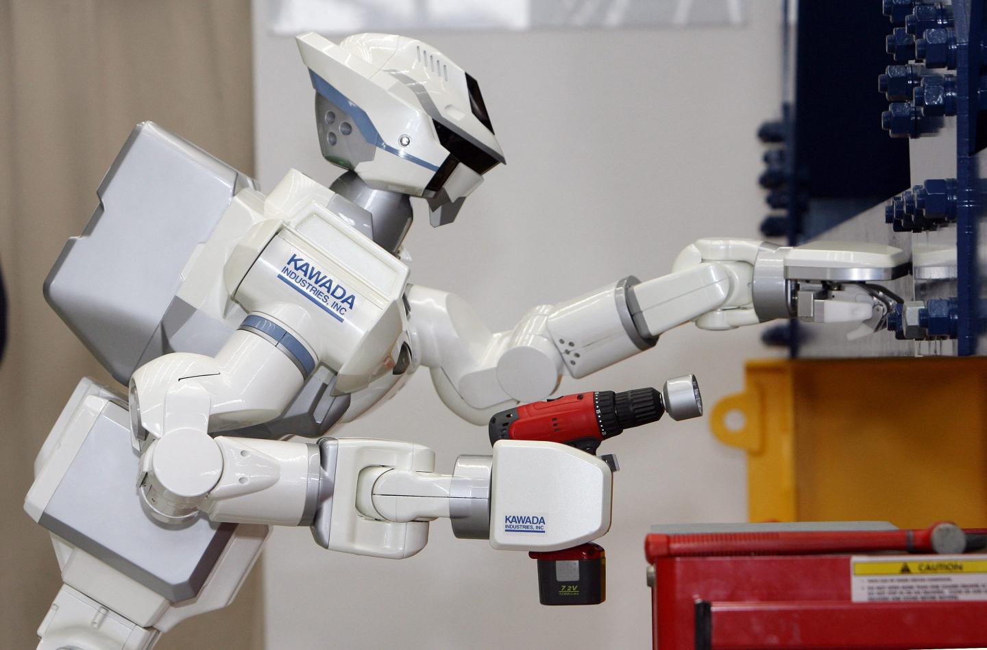 robot with drill in arm