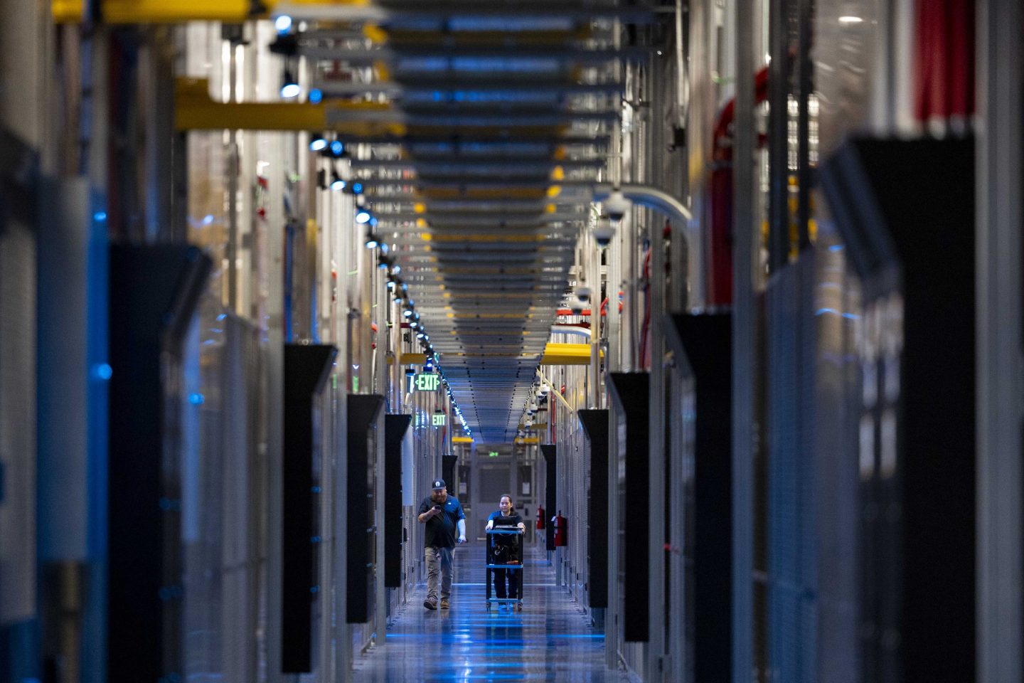 The inside of a data center in Ashburn, VA.