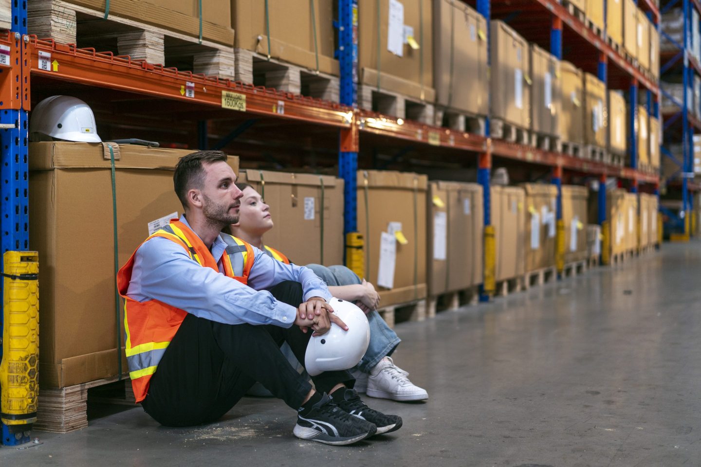 Depressed worker feel tried after overwork and disappointed for his job or being fired.