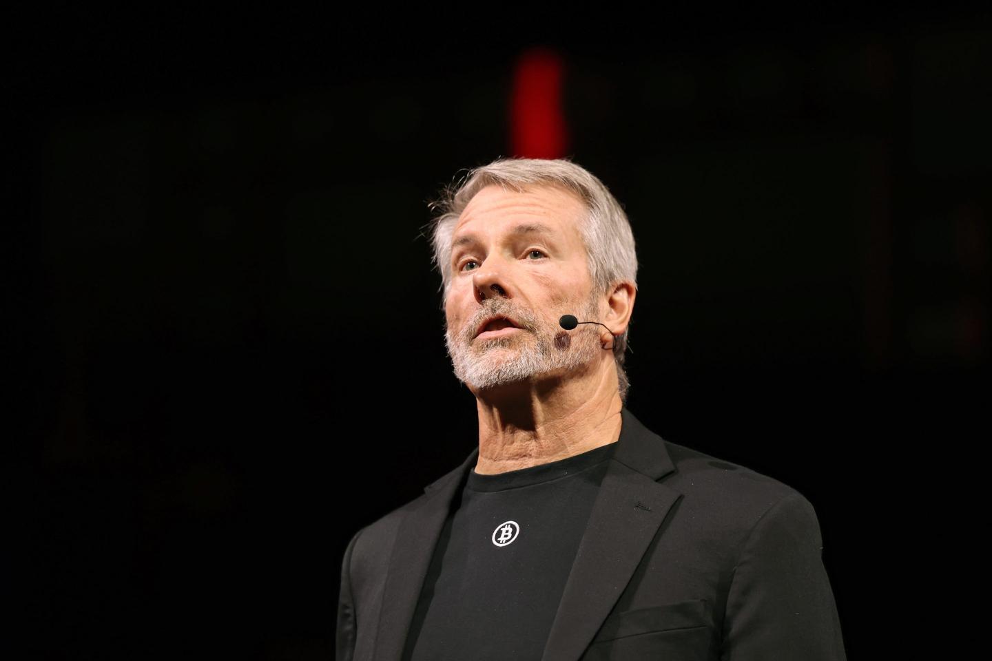 Strategy co-founder and executive chairman Michael Saylor speaks during the Bitcoin 2025 conference in Las Vegas