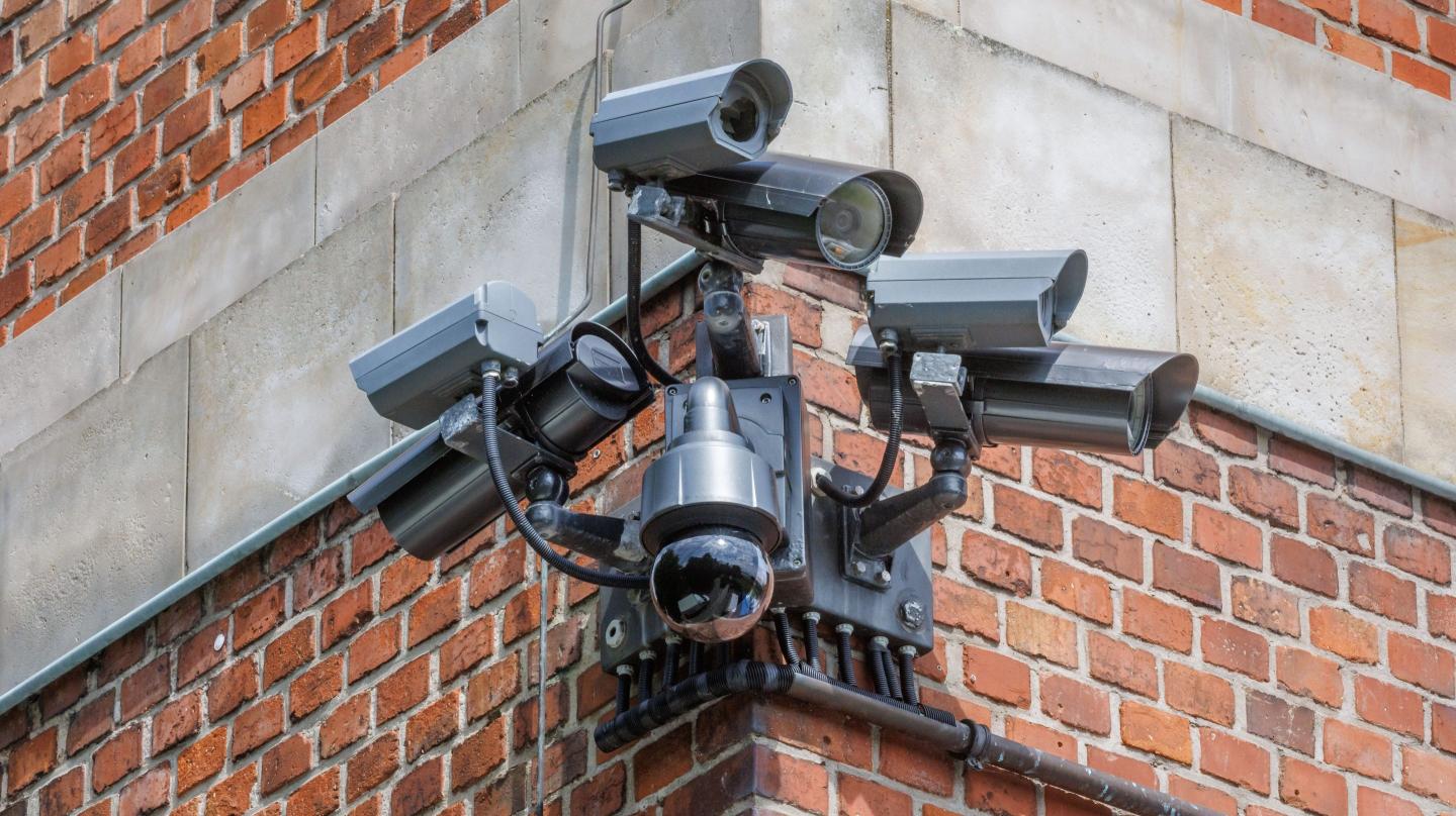 cameras mounted on a wall