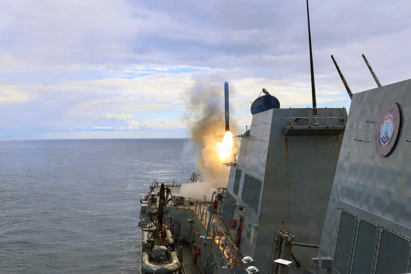 The USS Thomas Hudner fires a Tomahawk land attack missile in support of Operation Epic Fury, March 1, 2026.
