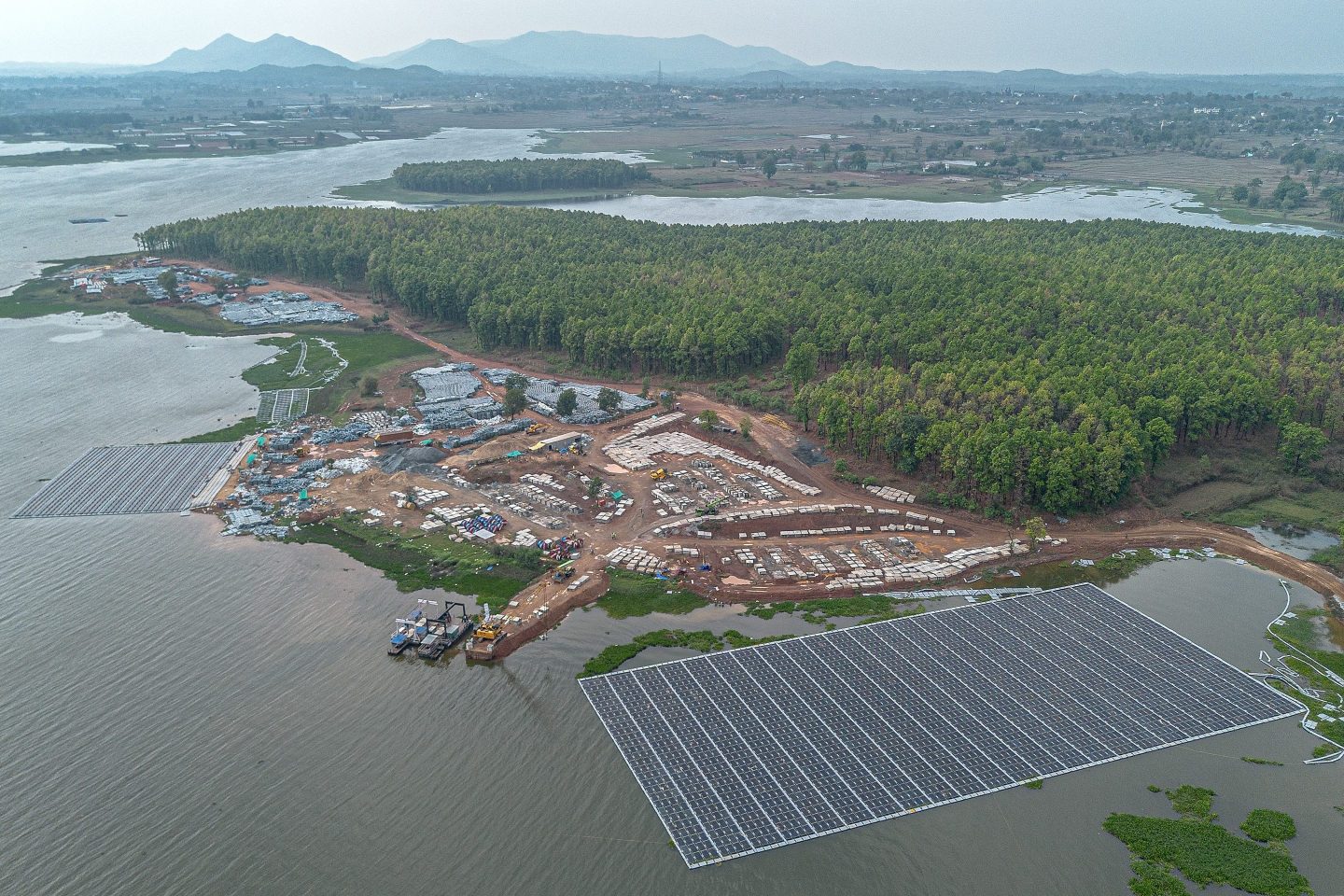 A floating solar power plant in India