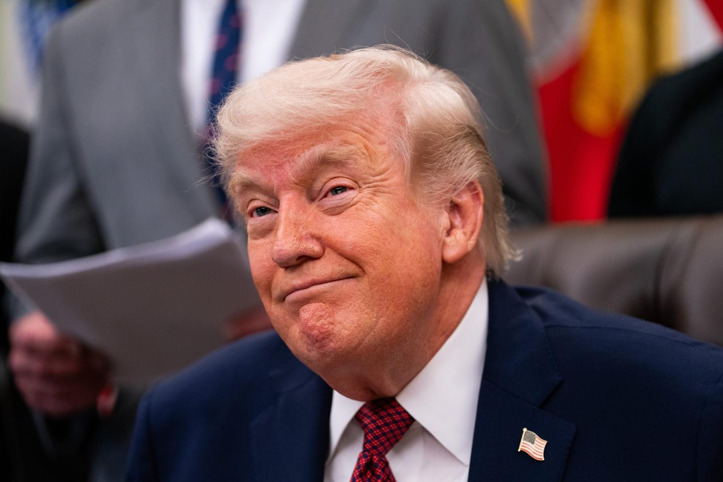 U.S. President Donald Trump speaking in the White House Oval Office