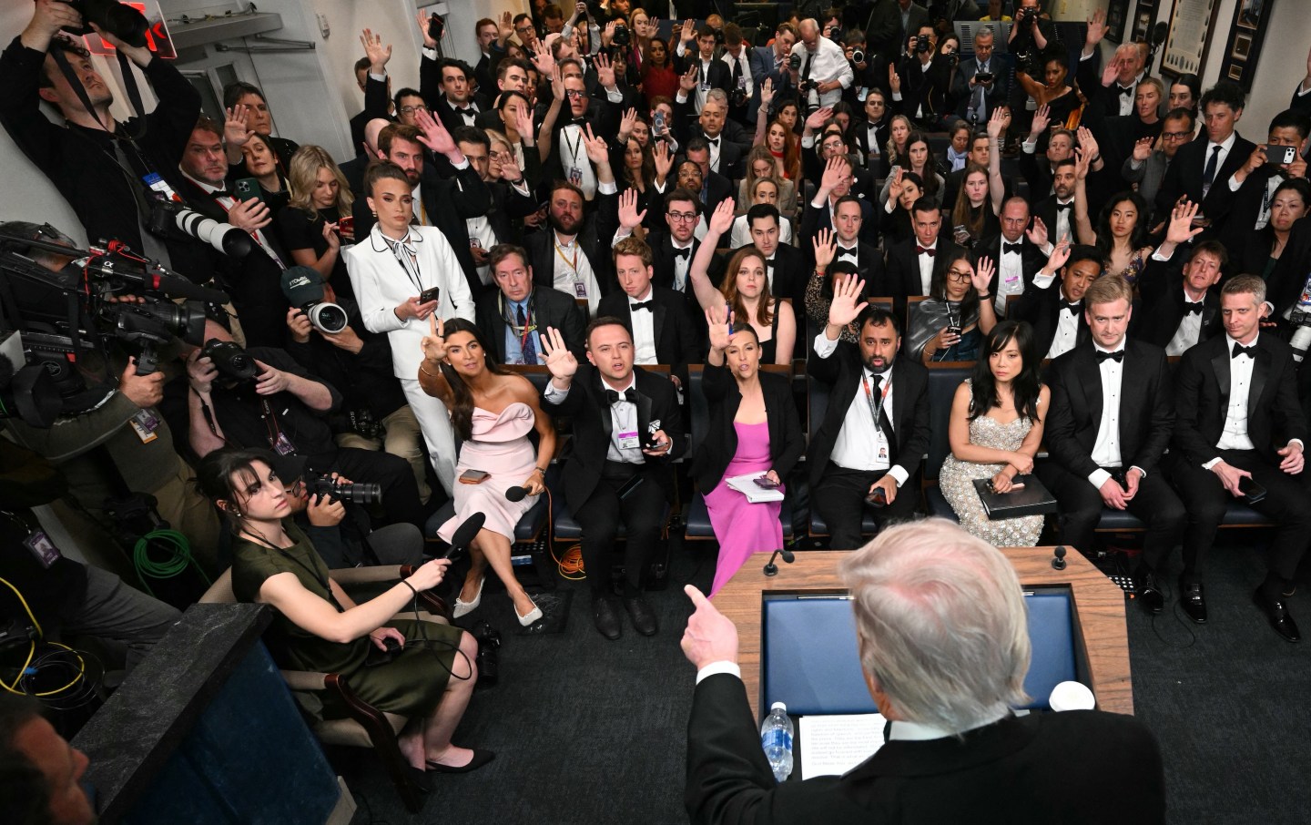 Photo: Donald Trump addresses the media.